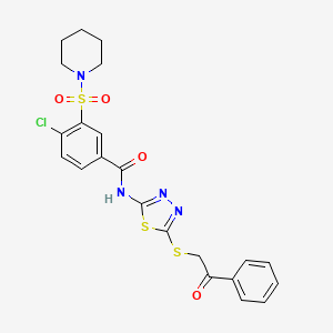 molecular formula C22H21ClN4O4S3 B6420603 4-chloro-N-{5-[(2-oxo-2-phenylethyl)sulfanyl]-1,3,4-thiadiazol-2-yl}-3-(piperidine-1-sulfonyl)benzamide CAS No. 877818-61-6