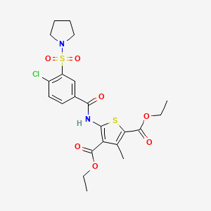 molecular formula C22H25ClN2O7S2 B6420611 2,4-diethyl 5-[4-chloro-3-(pyrrolidine-1-sulfonyl)benzamido]-3-methylthiophene-2,4-dicarboxylate CAS No. 877818-76-3