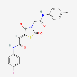 molecular formula C20H16FN3O4S B6420617 2-[(5Z)-5-{[(4-fluorophenyl)carbamoyl]methylidene}-2,4-dioxo-1,3-thiazolidin-3-yl]-N-(4-methylphenyl)acetamide CAS No. 880796-62-3