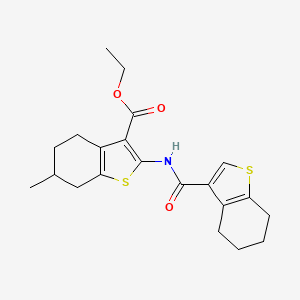 molecular formula C21H25NO3S2 B6420620 ethyl 6-methyl-2-(4,5,6,7-tetrahydro-1-benzothiophene-3-amido)-4,5,6,7-tetrahydro-1-benzothiophene-3-carboxylate CAS No. 868153-79-1