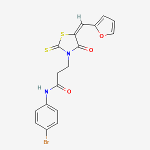N-(4-bromophenyl)-3-[(5E)-5-[(furan-2-yl)methylidene]-4-oxo-2-sulfanylidene-1,3-thiazolidin-3-yl]propanamide