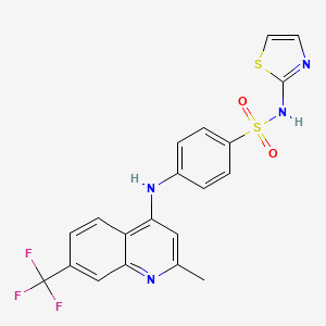 4-{[2-methyl-7-(trifluoromethyl)quinolin-4-yl]amino}-N-(1,3-thiazol-2-yl)benzene-1-sulfonamide