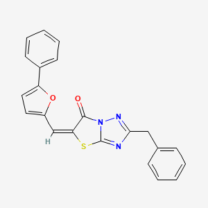 molecular formula C22H15N3O2S B6420645 (5E)-2-benzyl-5-[(5-phenylfuran-2-yl)methylidene]-5H,6H-[1,2,4]triazolo[3,2-b][1,3]thiazol-6-one CAS No. 634579-77-4
