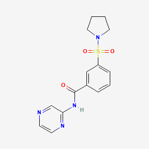 molecular formula C15H16N4O3S B6420675 N-(pyrazin-2-yl)-3-(pyrrolidine-1-sulfonyl)benzamide CAS No. 890595-27-4