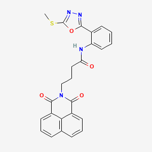 4-{2,4-dioxo-3-azatricyclo[7.3.1.0^{5,13}]trideca-1(12),5,7,9(13),10-pentaen-3-yl}-N-{2-[5-(methylsulfanyl)-1,3,4-oxadiazol-2-yl]phenyl}butanamide