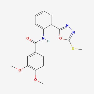molecular formula C18H17N3O4S B6420686 3,4-dimethoxy-N-{2-[5-(methylsulfanyl)-1,3,4-oxadiazol-2-yl]phenyl}benzamide CAS No. 890595-66-1