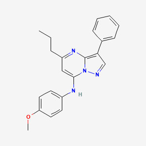 molecular formula C22H22N4O B6420691 N-(4-methoxyphenyl)-3-phenyl-5-propylpyrazolo[1,5-a]pyrimidin-7-amine CAS No. 890626-72-9