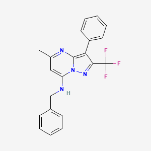 molecular formula C21H17F3N4 B6420701 N-benzyl-5-methyl-3-phenyl-2-(trifluoromethyl)pyrazolo[1,5-a]pyrimidin-7-amine CAS No. 890636-60-9