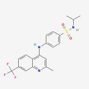molecular formula C20H20F3N3O2S B6420709 4-{[2-methyl-7-(trifluoromethyl)quinolin-4-yl]amino}-N-(propan-2-yl)benzene-1-sulfonamide CAS No. 881940-45-0