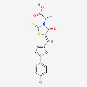 2-[(5Z)-5-{[5-(4-chlorophenyl)furan-2-yl]methylidene}-4-oxo-2-sulfanylidene-1,3-thiazolidin-3-yl]propanoic acid