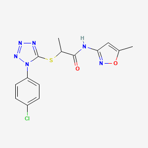 molecular formula C14H13ClN6O2S B6420721 2-{[1-(4-chlorophenyl)-1H-1,2,3,4-tetrazol-5-yl]sulfanyl}-N-(5-methyl-1,2-oxazol-3-yl)propanamide CAS No. 887347-97-9