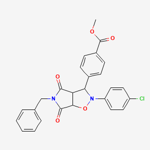 molecular formula C26H21ClN2O5 B6420757 methyl 4-[5-benzyl-2-(4-chlorophenyl)-4,6-dioxo-hexahydro-2H-pyrrolo[3,4-d][1,2]oxazol-3-yl]benzoate CAS No. 1005271-21-5