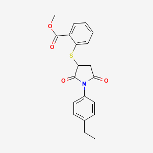 molecular formula C20H19NO4S B6420765 methyl 2-{[1-(4-ethylphenyl)-2,5-dioxopyrrolidin-3-yl]sulfanyl}benzoate CAS No. 857494-40-7