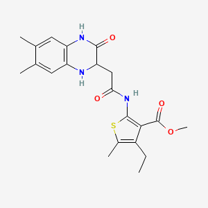 molecular formula C21H25N3O4S B6420773 methyl 2-[2-(6,7-dimethyl-3-oxo-1,2,3,4-tetrahydroquinoxalin-2-yl)acetamido]-4-ethyl-5-methylthiophene-3-carboxylate CAS No. 1042967-97-4
