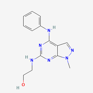 molecular formula C14H16N6O B6420784 2-{[1-methyl-4-(phenylamino)-1H-pyrazolo[3,4-d]pyrimidin-6-yl]amino}ethan-1-ol CAS No. 878063-20-8