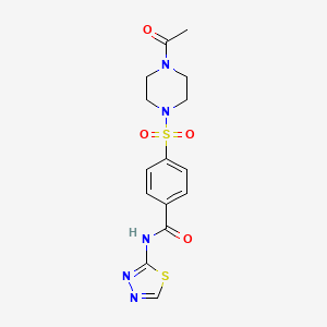molecular formula C15H17N5O4S2 B6420799 4-[(4-acetylpiperazin-1-yl)sulfonyl]-N-(1,3,4-thiadiazol-2-yl)benzamide CAS No. 898656-66-1