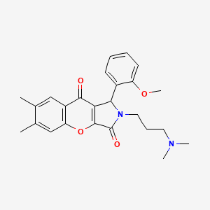 molecular formula C25H28N2O4 B6420816 2-[3-(dimethylamino)propyl]-1-(2-methoxyphenyl)-6,7-dimethyl-1H,2H,3H,9H-chromeno[2,3-c]pyrrole-3,9-dione CAS No. 886163-87-7