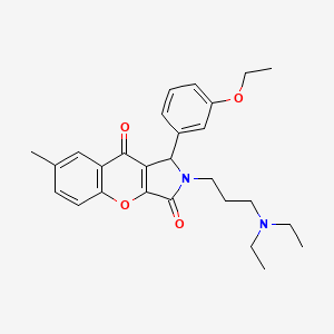 molecular formula C27H32N2O4 B6420830 2-[3-(diethylamino)propyl]-1-(3-ethoxyphenyl)-7-methyl-1H,2H,3H,9H-chromeno[2,3-c]pyrrole-3,9-dione CAS No. 893351-87-6