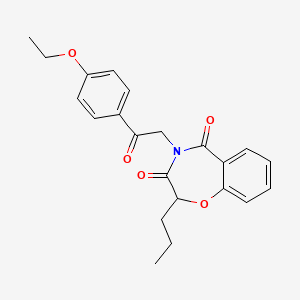 molecular formula C22H23NO5 B6420844 4-[2-(4-ethoxyphenyl)-2-oxoethyl]-2-propyl-2,3,4,5-tetrahydro-1,4-benzoxazepine-3,5-dione CAS No. 903863-59-2