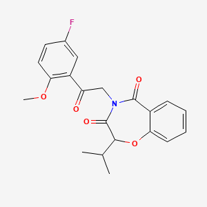 molecular formula C21H20FNO5 B6420849 4-[2-(5-fluoro-2-methoxyphenyl)-2-oxoethyl]-2-(propan-2-yl)-2,3,4,5-tetrahydro-1,4-benzoxazepine-3,5-dione CAS No. 903192-93-8