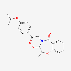 molecular formula C21H21NO5 B6420851 2-methyl-4-{2-oxo-2-[4-(propan-2-yloxy)phenyl]ethyl}-2,3,4,5-tetrahydro-1,4-benzoxazepine-3,5-dione CAS No. 904010-67-9