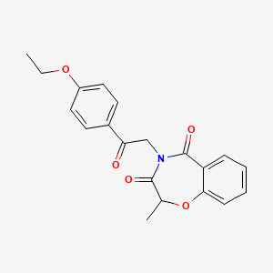 molecular formula C20H19NO5 B6420860 4-[2-(4-ethoxyphenyl)-2-oxoethyl]-2-methyl-2,3,4,5-tetrahydro-1,4-benzoxazepine-3,5-dione CAS No. 904005-15-8