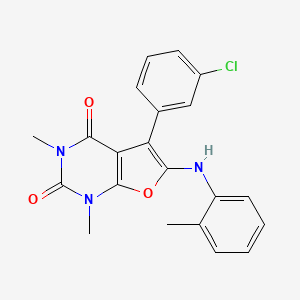 molecular formula C21H18ClN3O3 B6420861 5-(3-chlorophenyl)-1,3-dimethyl-6-[(2-methylphenyl)amino]-1H,2H,3H,4H-furo[2,3-d]pyrimidine-2,4-dione CAS No. 938037-90-2