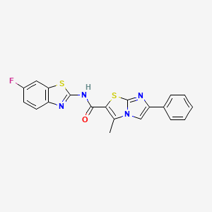 molecular formula C20H13FN4OS2 B6420871 N-(6-fluoro-1,3-benzothiazol-2-yl)-3-methyl-6-phenylimidazo[2,1-b][1,3]thiazole-2-carboxamide CAS No. 919019-09-3