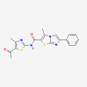 molecular formula C19H16N4O2S2 B6420873 N-(5-acetyl-4-methyl-1,3-thiazol-2-yl)-3-methyl-6-phenylimidazo[2,1-b][1,3]thiazole-2-carboxamide CAS No. 919019-20-8
