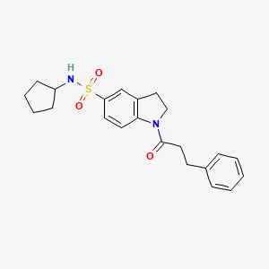 molecular formula C22H26N2O3S B6420880 N-cyclopentyl-1-(3-phenylpropanoyl)-2,3-dihydro-1H-indole-5-sulfonamide CAS No. 919019-47-9