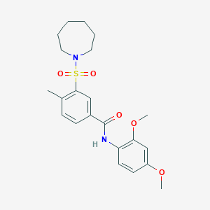 molecular formula C22H28N2O5S B6420899 3-(azepane-1-sulfonyl)-N-(2,4-dimethoxyphenyl)-4-methylbenzamide CAS No. 863026-38-4