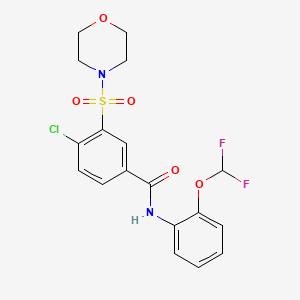 molecular formula C18H17ClF2N2O5S B6420907 4-chloro-N-[2-(difluoromethoxy)phenyl]-3-(morpholine-4-sulfonyl)benzamide CAS No. 887199-20-4