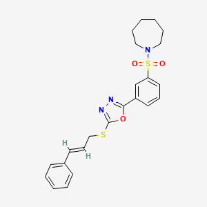 molecular formula C23H25N3O3S2 B6420909 1-[3-(5-{[(2E)-3-phenylprop-2-en-1-yl]sulfanyl}-1,3,4-oxadiazol-2-yl)benzenesulfonyl]azepane CAS No. 912906-60-6