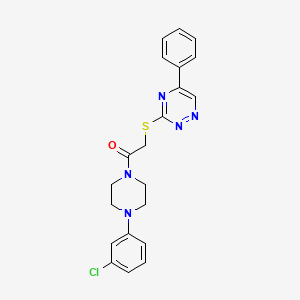 molecular formula C21H20ClN5OS B6420924 1-[4-(3-chlorophenyl)piperazin-1-yl]-2-[(5-phenyl-1,2,4-triazin-3-yl)sulfanyl]ethan-1-one CAS No. 940984-70-3