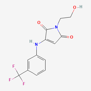 molecular formula C13H11F3N2O3 B6420943 1-(2-hydroxyethyl)-3-{[3-(trifluoromethyl)phenyl]amino}-2,5-dihydro-1H-pyrrole-2,5-dione CAS No. 920875-11-2