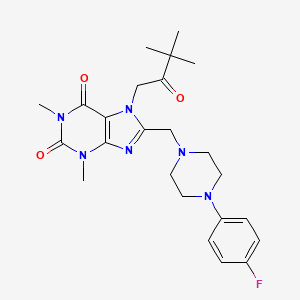 molecular formula C24H31FN6O3 B6421184 7-(3,3-dimethyl-2-oxobutyl)-8-{[4-(4-fluorophenyl)piperazin-1-yl]methyl}-1,3-dimethyl-2,3,6,7-tetrahydro-1H-purine-2,6-dione CAS No. 931363-32-5