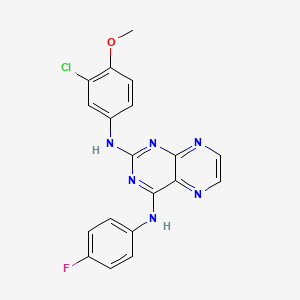 molecular formula C19H14ClFN6O B6421231 N2-(3-chloro-4-methoxyphenyl)-N4-(4-fluorophenyl)pteridine-2,4-diamine CAS No. 946289-07-2