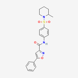 molecular formula C22H23N3O4S B6421292 N-{4-[(2-methylpiperidin-1-yl)sulfonyl]phenyl}-5-phenyl-1,2-oxazole-3-carboxamide CAS No. 898482-65-0