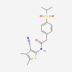 molecular formula C18H20N2O3S2 B6421298 N-(3-cyano-4,5-dimethylthiophen-2-yl)-2-[4-(propane-2-sulfonyl)phenyl]acetamide CAS No. 955799-69-6