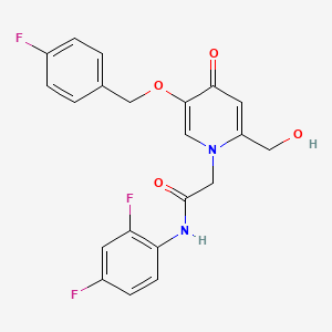molecular formula C21H17F3N2O4 B6421314 N-(2,4-difluorophenyl)-2-{5-[(4-fluorophenyl)methoxy]-2-(hydroxymethyl)-4-oxo-1,4-dihydropyridin-1-yl}acetamide CAS No. 946333-80-8