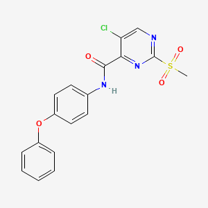 molecular formula C18H14ClN3O4S B6421333 5-chloro-2-methanesulfonyl-N-(4-phenoxyphenyl)pyrimidine-4-carboxamide CAS No. 902243-97-4