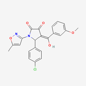 molecular formula C22H17ClN2O5 B6421336 5-(4-chlorophenyl)-3-hydroxy-4-(3-methoxybenzoyl)-1-(5-methyl-1,2-oxazol-3-yl)-2,5-dihydro-1H-pyrrol-2-one CAS No. 618874-74-1