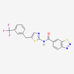 molecular formula C18H11F3N4OS2 B6421368 N-(5-{[3-(trifluoromethyl)phenyl]methyl}-1,3-thiazol-2-yl)-1,2,3-benzothiadiazole-6-carboxamide CAS No. 951902-09-3