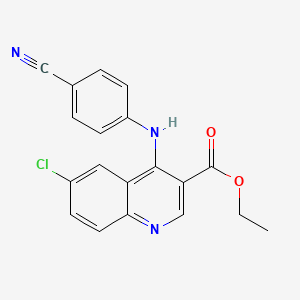 molecular formula C19H14ClN3O2 B6421410 ethyl 6-chloro-4-[(4-cyanophenyl)amino]quinoline-3-carboxylate CAS No. 955283-21-3