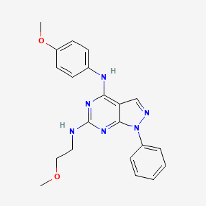 molecular formula C21H22N6O2 B6421423 N6-(2-methoxyethyl)-N4-(4-methoxyphenyl)-1-phenyl-1H-pyrazolo[3,4-d]pyrimidine-4,6-diamine CAS No. 946297-11-6