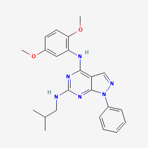molecular formula C23H26N6O2 B6421462 N4-(2,5-dimethoxyphenyl)-N6-(2-methylpropyl)-1-phenyl-1H-pyrazolo[3,4-d]pyrimidine-4,6-diamine CAS No. 946219-31-4