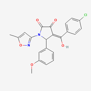 molecular formula C22H17ClN2O5 B6421464 4-(4-chlorobenzoyl)-3-hydroxy-5-(3-methoxyphenyl)-1-(5-methyl-1,2-oxazol-3-yl)-2,5-dihydro-1H-pyrrol-2-one CAS No. 618875-66-4