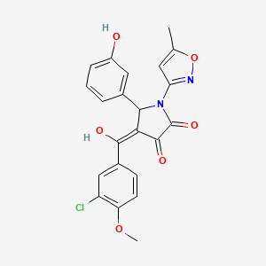 molecular formula C22H17ClN2O6 B6421478 4-(3-chloro-4-methoxybenzoyl)-3-hydroxy-5-(3-hydroxyphenyl)-1-(5-methyl-1,2-oxazol-3-yl)-2,5-dihydro-1H-pyrrol-2-one CAS No. 618874-26-3