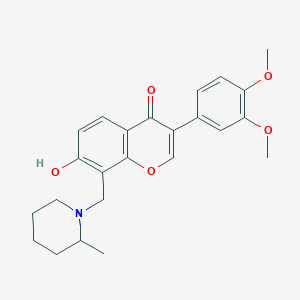 molecular formula C24H27NO5 B6421498 3-(3,4-dimethoxyphenyl)-7-hydroxy-8-[(2-methylpiperidin-1-yl)methyl]-4H-chromen-4-one CAS No. 637753-20-9