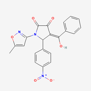 molecular formula C21H15N3O6 B6421562 4-benzoyl-3-hydroxy-1-(5-methyl-1,2-oxazol-3-yl)-5-(4-nitrophenyl)-2,5-dihydro-1H-pyrrol-2-one CAS No. 618873-60-2